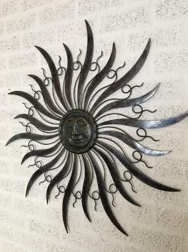 Metalen muurdecoratie - de zon - bruin/koper - 100 cm